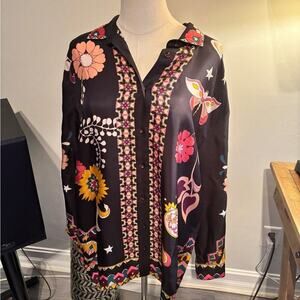 Johnny Was Rosalynda Floral Button-Front Shirt Large